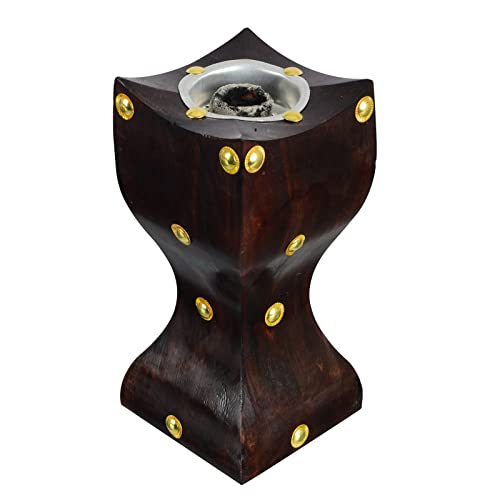 Image of dhoopbati loban dan Holder Handmade Wooden Pyramid Incense Box Fragrance Stand Holder /loban Stand loban dani