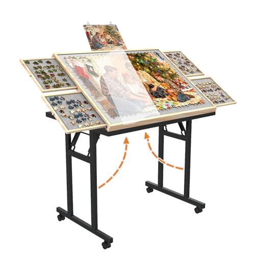 Doerpuz �܂肽���ݎ��p�Y���e�[�u�� �����o���t�� 1500�� 35�C���`x26�C���` ���߉\ �X����W�O�\�[�p�Y���e�[�u�� ��l�p �|�[�^�u���f�U�C�� �r�t�� ���b�N�\�ȃz�C�[�� �ی�J�o�[