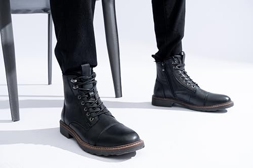 Image of Vostey Mens Boots Motorcycle Casual Boots for Men Zipper Fashion Chukka Boots Mens