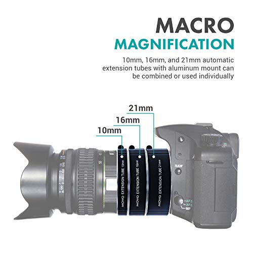 Movo Af Macro Extension Tube Set For Sony E-Mount (Nex) With 10Mm, 16Mm, And 21Mm Extension Tubes #TOP2