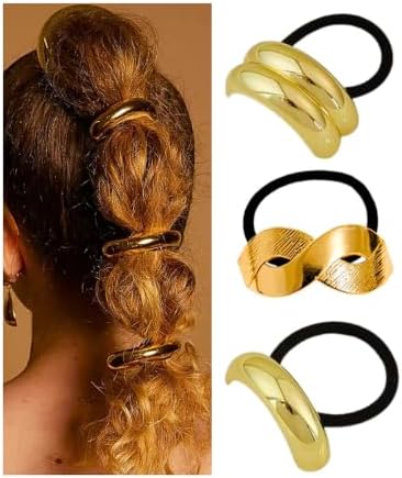 Rabicó Elástico de Cabelo Metal Dourado Xuxinha Moda Premium Esti...