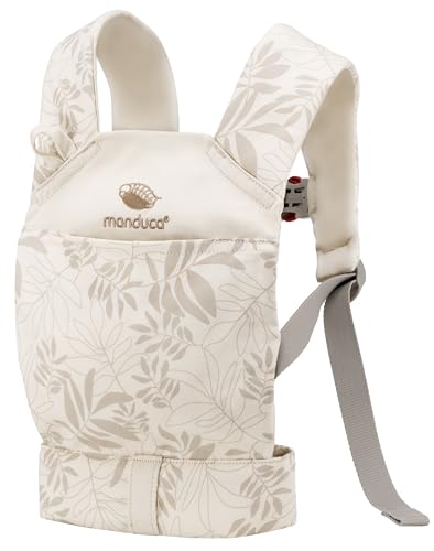 manduca Doll Carrier - para Niños a Partir de 18 Meses - Mochila Portabebés de Juguete de Algodón Orgánico - Accesorio para Muñecas y Peluches - Botánico Vainilla