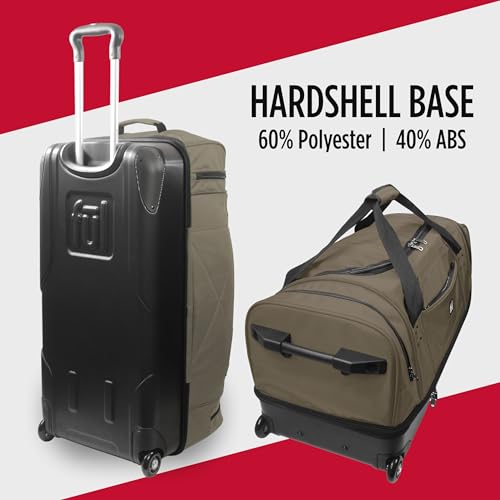 FUL Workhorse 30-Inch Rolling Duffel Bag, Split-Level Travel Luggage with Hardshell Base and Wheels, Khaki4