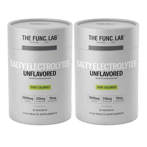 Image of The Func. Lab Daily Electrolytes -Unflavoured | Pack Of 2, 30 Sachets Each | Instant Hydration Powder with Sodium, Potassium, Magnesium | Sugar-Free, No Preservatives | Instant Energy & Recovery Drink