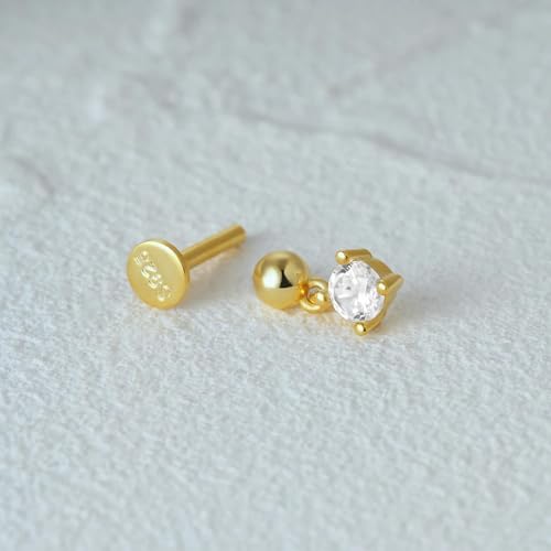 Boucles d'oreilles stud chain drop anti-irritation pour lobe percé - 3
