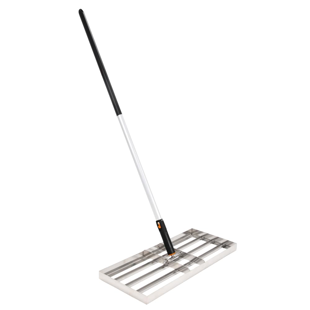 Heavy Duty Lawn Levelling Rake - Stainless Steel Lawn Leveler With 75cm x 25cm Ground Plate, 1.6m Adjustable Long Handle - Grass Leveller Lawn Tool for Grass, Golf Field And Garden. 3.25kg
