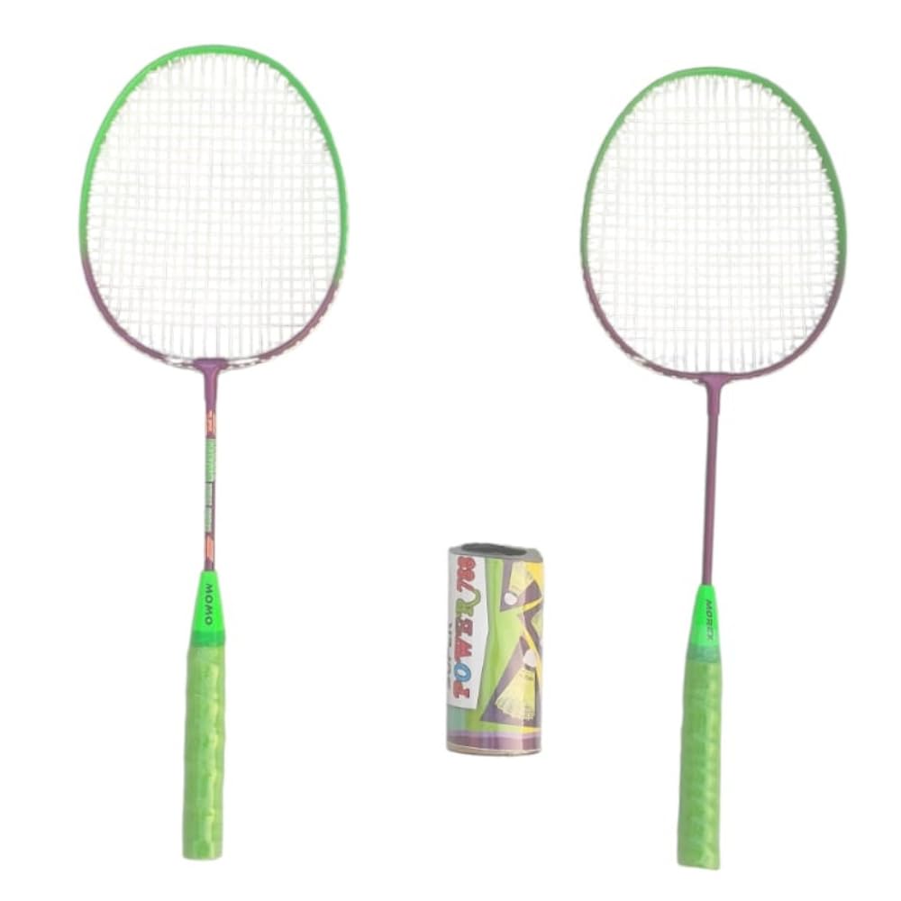 Sujata Sports Badminton Racket Set Lightweight Durable Green Badminton Racket for Beginners Professionals Outdoor Sports Kit Badminton Bat Combo for Kids Adults Garden Play Set-image-13
