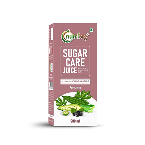 Image of Nutriorg Sugar Care Juice 500ml | Pure & Natural Sugar Care Juice | Controls Blood Sugar Levels | Made with Karela, Amla, Jamun, Methi, Aloe Vera, Haldi, Giloy, Arjun, Neem Ras, Tulsi Ras, Ashwagandha, Gurmar & More Herbs | Ayurvedic Blend for Diabetic Care | Manage Blood Sugar & Insulin Levels