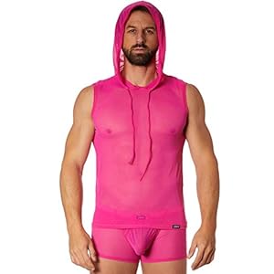 Look Me Shirt met capuchon zonder mouwen, maat L, roze