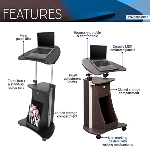 Techni Mobili RTA-B005-CH36 Sit-To-Stand Rolling Adjustable Storage Medical Laptop Computer Cart thumb #2