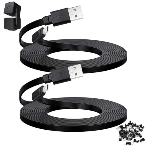 YEAOI 2-Pack 30 ft Cable for WYZE Cam Pan V3 Outdoor Camera Micro USB 90 Degree Adapter Flat Power Cord Black