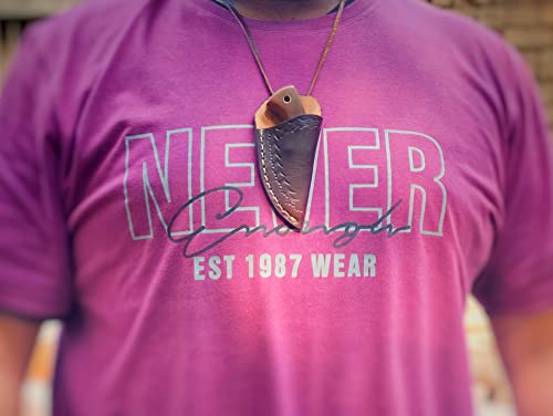 JNR Traders 4.5 Inch Small Damascus Knife with Sheath - Damascus Neck Knife - 2 Inch Mini Fixed Blade Knife Edc with Leather Sheath 3750