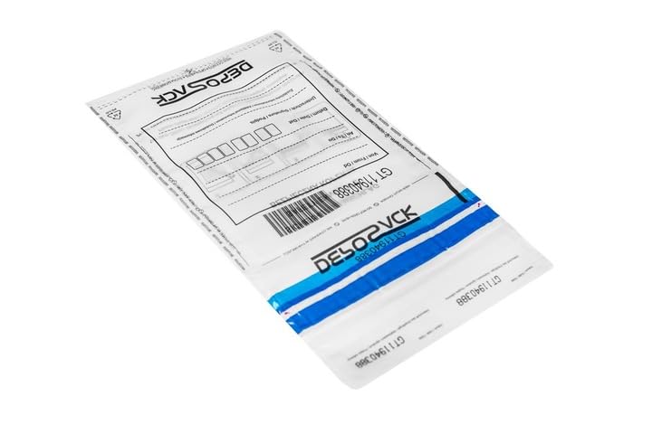Sicherheitsumschläge LDPE – manipulationssicherer Sicherheitsbeutel mit fortlaufender Nummerierung & Kontrollabschnitt, starke Schweißnähte, 50 Stück je Variante (Transparent, B5 (185 × 260 mm))
