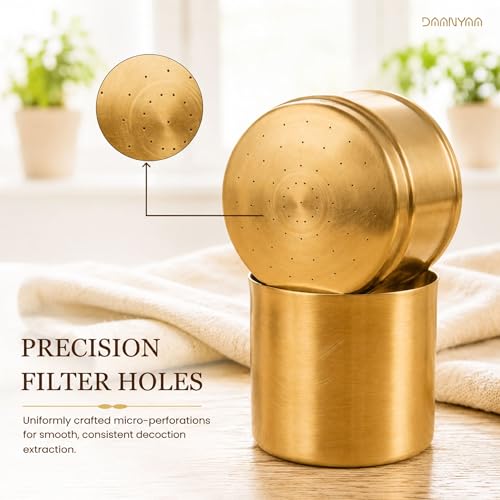 Image of Pure Brass Coffee Filter | 1-3 Cups | Authentic South Indian Degree Kaapi Maker | Premium Handcrafted | Reusable Brass Drip Coffee Filter | Weight 250g | Capacity 150 ml