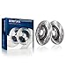 Detroit Axle - REAR Brake Kit for 2005-10 Volkswagen Jetta 06-09 Rabbit Drilled & Slotted Disc Brake Rotors Ceramic Brakes Pads 2006 2007 2008 2009 Replacement: 10.24