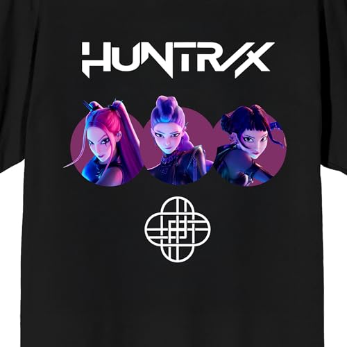 Kpop Demon Hunters Huntrix Trio Close Up on Black Short Sleeve Adult T Shirt2