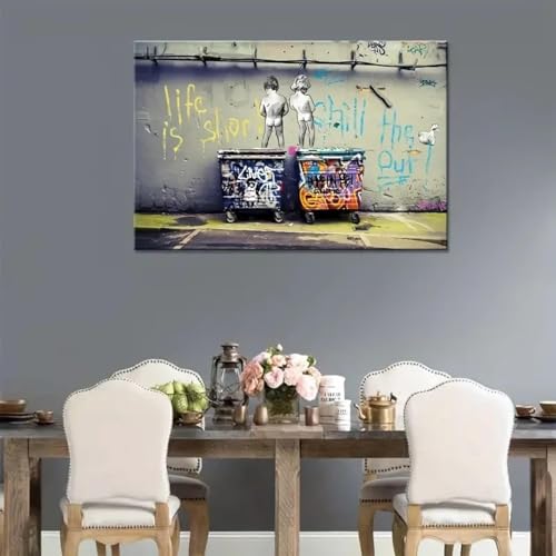 Toile Banksy Chill The Duck Out pour salon moderne 50x70 cm