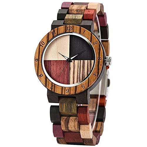 Tiong Montre à Quartz pour Femme en Bois avec Bracelet réglable et Boucle en Acier Inoxydable, Wq1094…