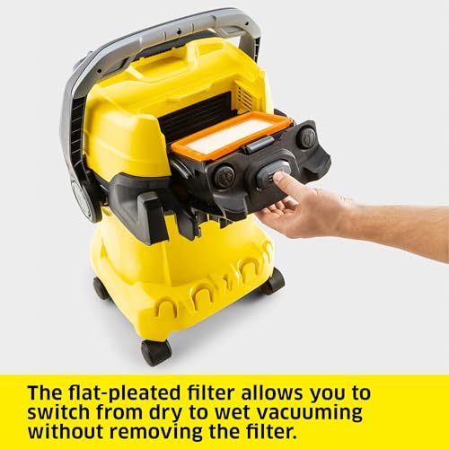 Kärcher - WD 5/P Multi-Purpose Wet-Dry Vacuum Cleaner - 6.6 Gallon - With Attachments – Blower Feature, Semi-Automatic Filter Cleaning, Space-Saving Design - 1100W - 2022 Edition,Yellow - Image 6