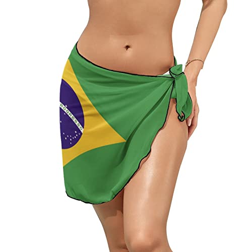 Robe de Plage Courte pour Femmes, Drapeau du Brésil, Cover-Up pour Bikini, pour Piscine, Vacances, fête, M