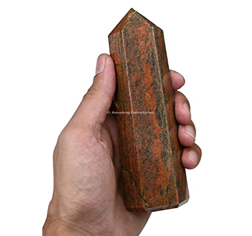 Image of Amazing Gemstone Large Unakite Crystal Towers ~ Natural Healing Crystal Point Obelisk for Reiki Healing and Crystal Grid (5.5 to 6 INCH)