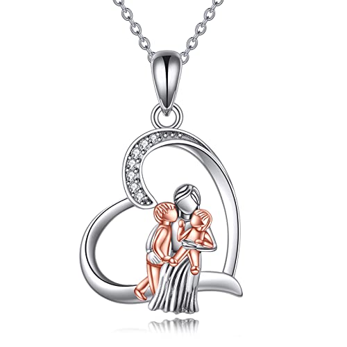 YFN Mutter-Halskette für Damen, Sterlingsilber, Muttertags-/Geburtstags-Schmuck, Geschenke für Mutter, Oma, 45,7 cm, standard, Sterling Silber, Zirkonia YFN Mutter-Halskette für Damen, Sterlingsilber, Muttertags-/Geburtstags-Schmuck, Geschenke für Mutter, Oma, 45,7 cm, standard, Sterling Silber, Zirkonia