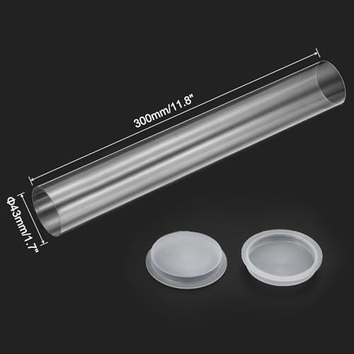 Image of PATIKIL 11.8 inchL x 1.7 inchDia Clear Storage Tubes, 1Pcs PC Plastic Transparent Hollow Round Rigid Tube with Cap for Beads Bath Salt Container Wedding Party Favors