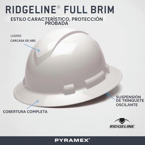 Casco de seguridad Pyramex HP54110 blanco con suspensión de trinquete de 4 puntos para obra 6