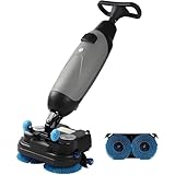 Qiang Fregadora de Pisos Comercial Eléctrica de Empuje Manual,Máquina 3 en 1 Lava,Seca y Pule,Cepillo Giratorio 16.9',1200 m²/h,para Suelos de Madera,Azulejo Grey