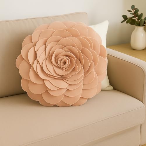 Fennco Styles Eva's Flower Garden Decorative Filled Throw Pillow 13" Round - Floral Accent Pillow for Home, Couch, Bed, Living Room, Holiday and Office Décor (Rose)