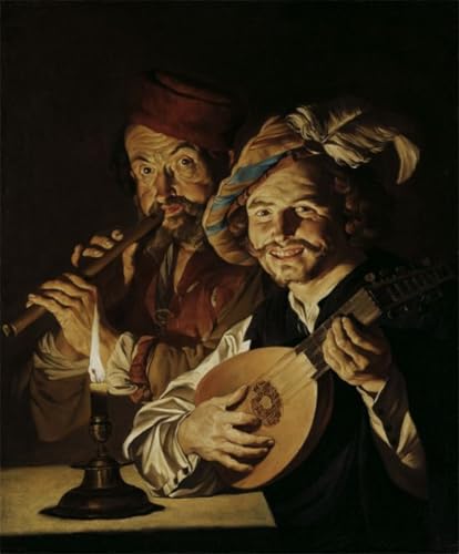 Art Mural le luthiste et flûtiste Matthias Stomer grand format 60x90