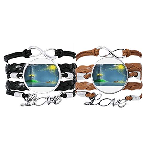 Pulsera pareja de cuerdas de cuero con faro fuying