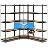 ALL Premium Schwerlastregal Eckregal 180x70x40 cm + 2X 180x90x40 cm Schwarz - 1250kg Traglast –...