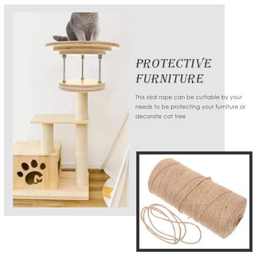 Cuerda de sisal natural para rascador de gatos 1 rollo miniatura 4