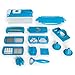 Produktbild ONVAYA Genius Nicer Dicer Plus | azurblau | 17 teiliges Set | Multischneider + Julietti Zubehör | Spülmaschinenfest | Mit Gemüseschneider Gemüsehobel Gemüsereibe Obstschneider & Julienne Schneider