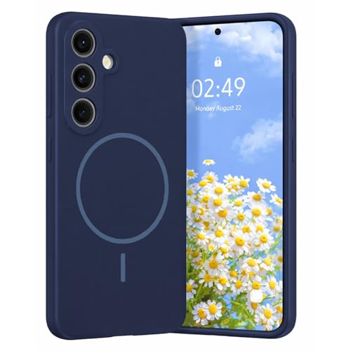 Image of DIZORO Microfiber Candy Case Compatible for Samsung S25 Fe 5g Magnetic Silicone Case, Compatible with MagSafe Shockproof, Slim, Anti-Scratch Soft Non-Slip Body Protective Back Cover(Blue