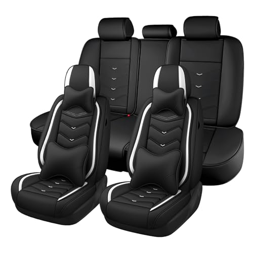 Image of Car Seat Cover for MINI Hardtop 2013-2026, Seat Covers Full Set,Non-Slip Waterproof seat Cover,Wear-Resistant Nappa Leather car seat Covers. (Luxury 5 Seats /Black White)