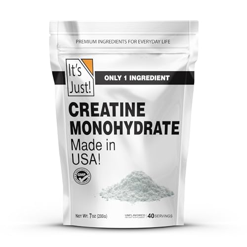 It's Just! Creatine Monohydrate Powder 200g, USA-Made, Third-Party Tested