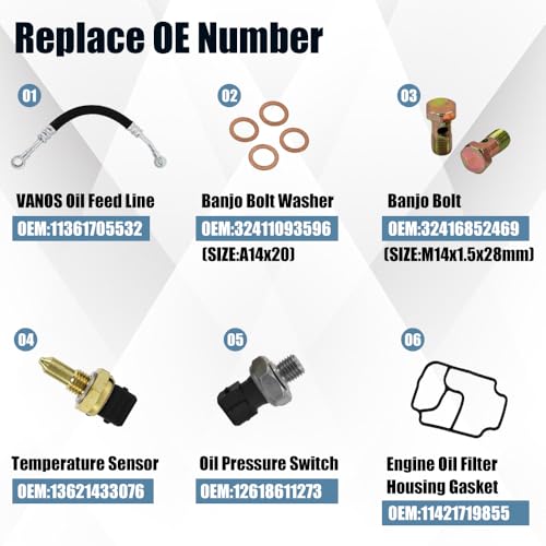 Image of Engine Oil Filter Housing Gasket Kit 11361705532 11421719855 12618611273 | Compatible with BMW 325Ci 530i X5 Z3 E39 E46 E53 E85,Replaces 32416852469 13621433076,Engine Oil Filter Housing Seal Kit