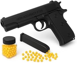 VELINOR Pull-Back Action Toy P729 Gun with 200 BB Bullets | Long Range Shooting Pistol for Kids & Adults | Removable Magazine | Strong Spring Power | Safe Plastic BB Pellets