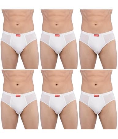 frenchie VIP Plus White Men's 100% Cotton Brief with Inner Elastic Waistband White, 110 Size, Pack of 6-picture-35