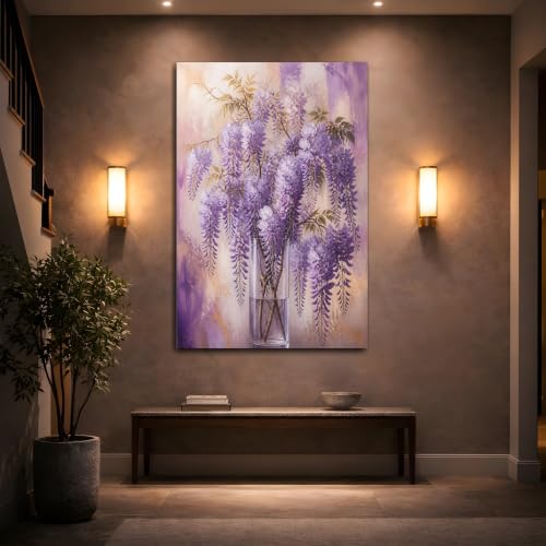 Toile botanique glycine pour décorer le dessus de canapé