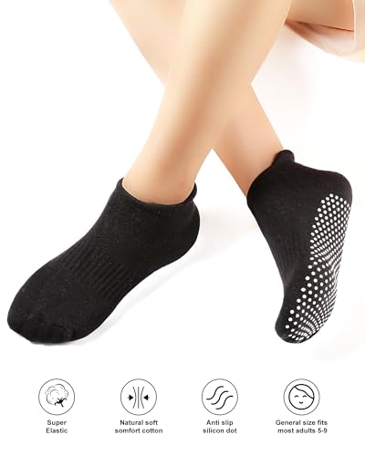 Image of Pilates Grip Socks, Yoga Socks with Grip for Women Men, Non slip skid Socks for Barre Workout Hospital