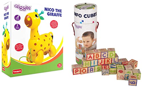 Image of Giggles - Nico The Giraffe & Giggles - Info Cubes, Multicolor (26 Pieces)