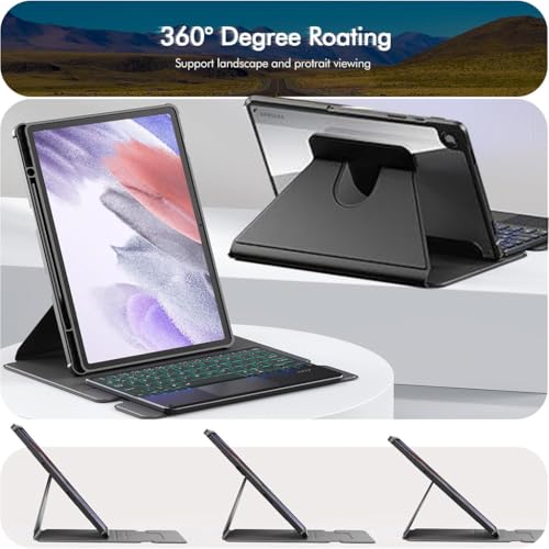 Image of Keyboard Case Cover for Samsung Galaxy Tab A9 Plus / A9+ 11-inch SM-X210 with Smart Gesture Trackpad, 7 Color Backlit, 360-degree Rotatable Folio Case, Magnetically Detachable Keyboard