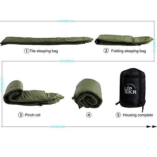 UPSKR Envelope Sleeping Bag with Compression Sack, Lightweight and