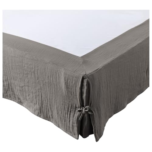 Cache sommier gaze de coton 180 x 200 cm Gaia Granit gris anthracite