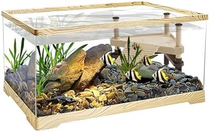 Turtle Tank with Turtle Basking Platform, 20" x 9.5" x 9.5" Aquat...