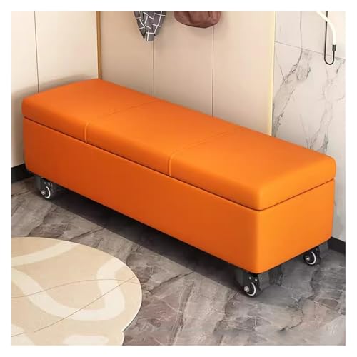 Otomana de almacenamiento extra larga con tapa oculta para entrada y dormitorio, elegante banco para sala de estar, solución de almacenamiento rectangular de 80 cm, muebles versátiles para el hogar