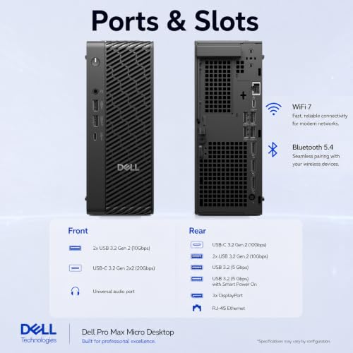 Image of Dell Pro Max Micro FCM2250 Desktop, NVIDIA RTX A1000 8GB, Intel Ultra 7 265